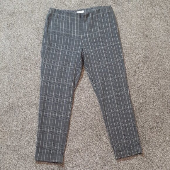 J. JILL "Premium Bi-Stretch, Gray Herringbone Pull On Cuffed Ankle Pants; Size 4 - Picture 1 of 5